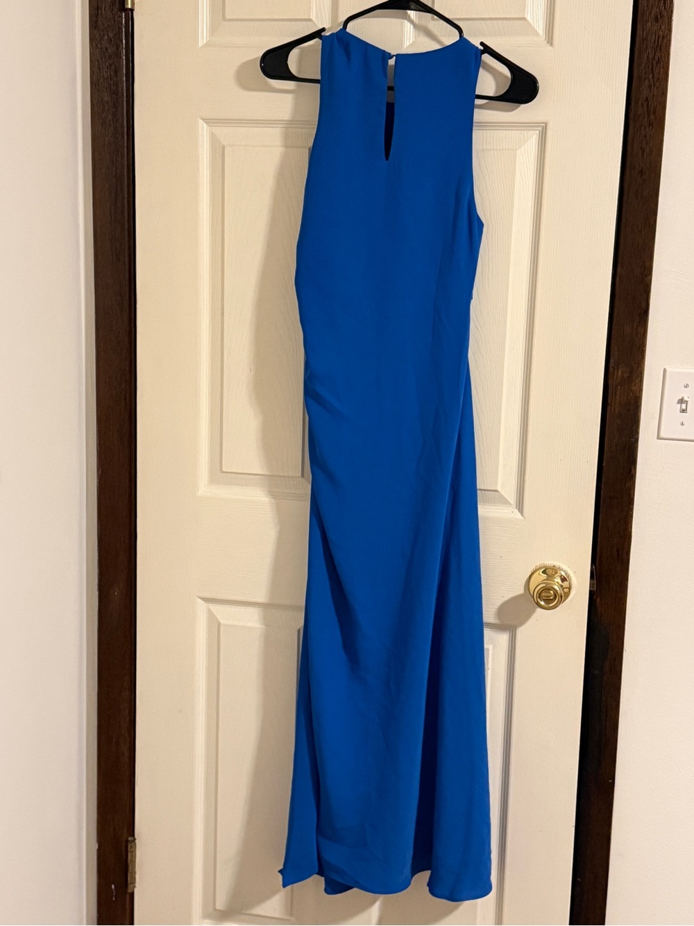 Mango Sleeveless Cobalt Blue Maxi Dress with Side Ruching - Picture 9 of 10